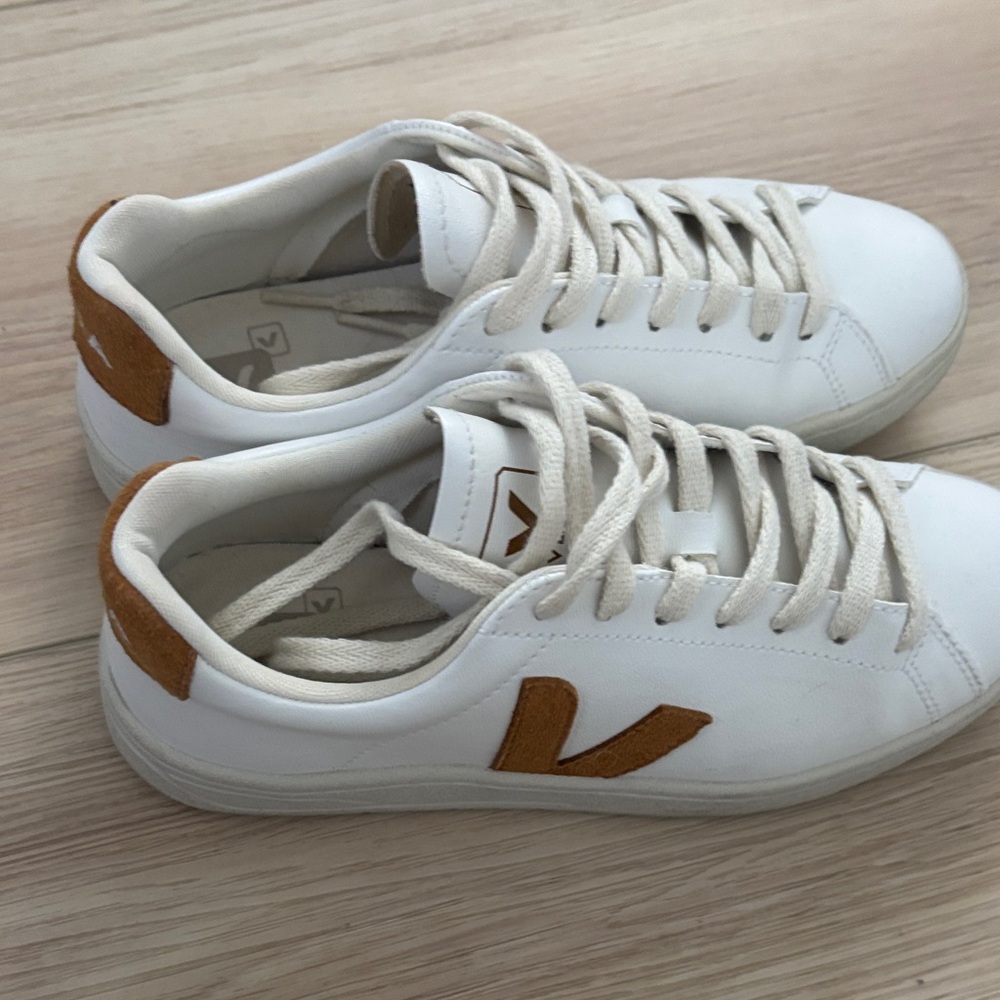 Veja White Sneakers with Tan Details